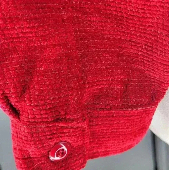 Coldwater Creek SizeMedium American Flag Jacket Chenille Red Blue Stars Stripes - Picture 5 of 7